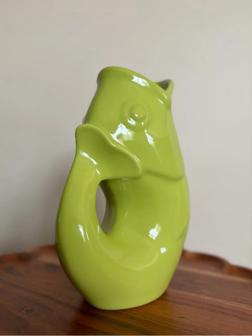 Large GurglePot Fish Kiwi Green Pitcher EUC
